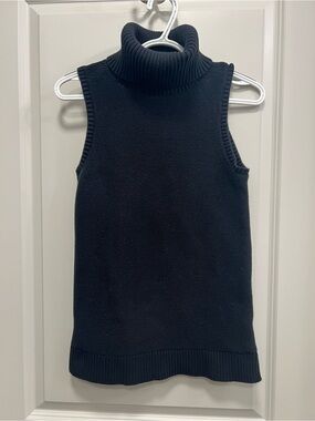 J Crew XS Sleeveless Black Turtleneck Knit Top